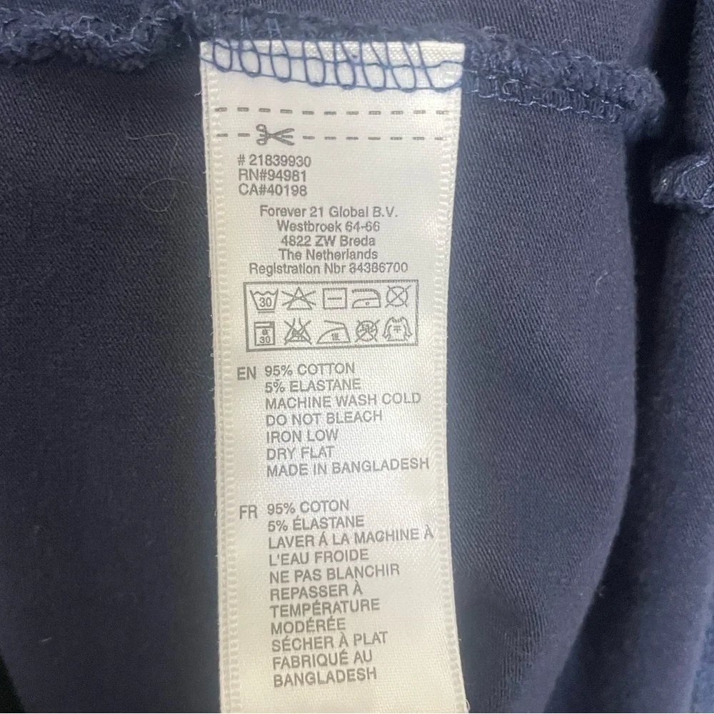 Forever 21 Navy Blue Bodycon Mini Dress Scoop  3/4 Sleeve Stretchy Cotton Blend - Picture 3 of 8